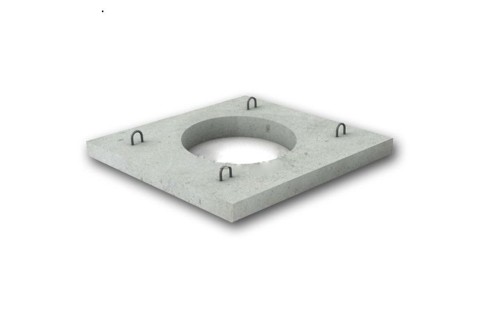 Плита опорна П010, 1700x1700x150 мм, Діаметр отвору 1000 мм, бетон B20